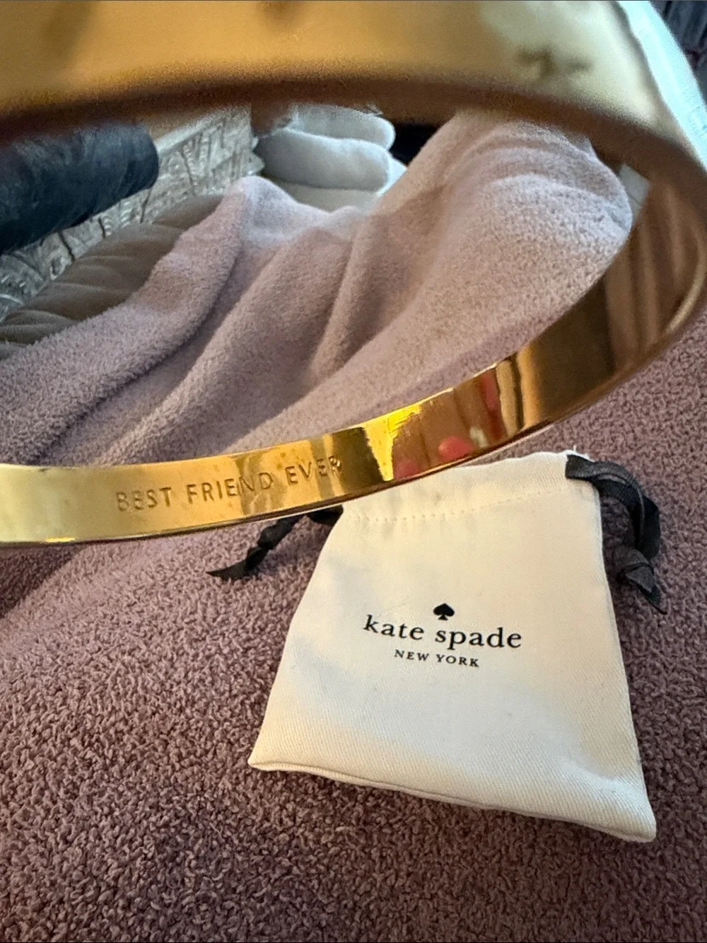 kate spade Gold-tone Engraved Bangle with Drawstring Pouch - Picture 3 of 4